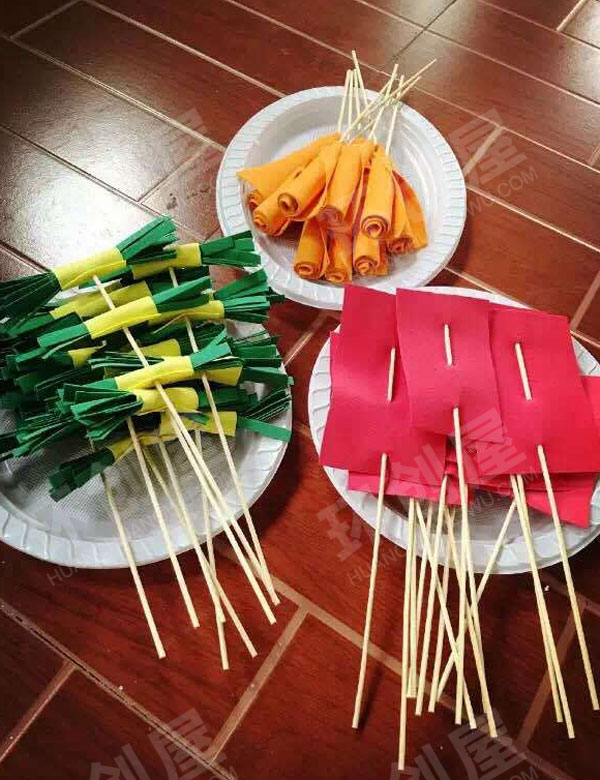 幼儿园角色游戏烧烤店手工海绵纸食物图片