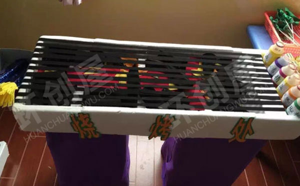 幼儿园角色游戏烧烤店手工海绵纸食物图片