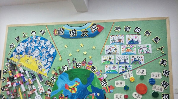 幼儿园遨游太空主题墙图片