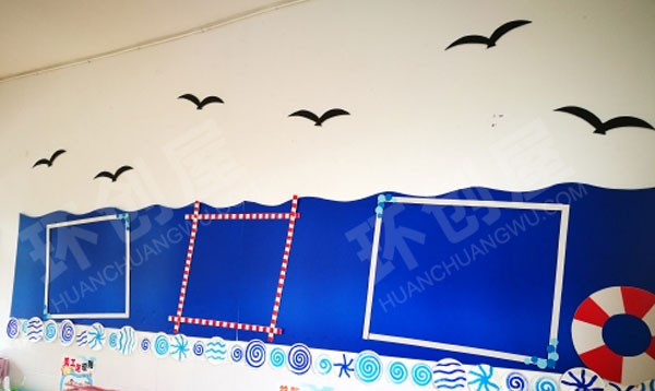 幼儿园废物利用海洋风墙面布置图片