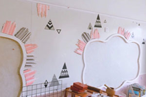 幼儿园粉色北欧风格墙面布置图片