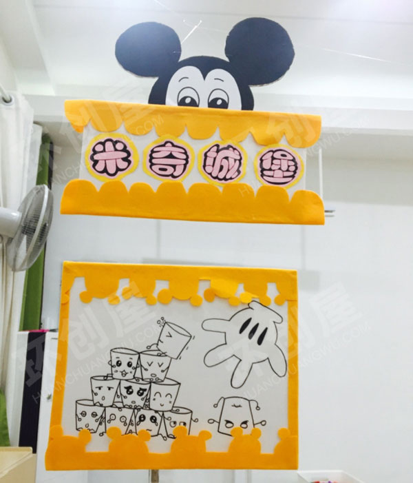幼儿园米奇黄色系区域牌吊饰图片