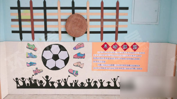 幼儿园走廊楼梯墙面足球主题图片