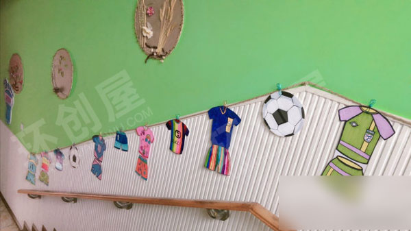 幼儿园走廊楼梯墙面足球主题图片