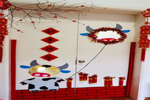 幼儿园新年元旦元宵节门窗装饰图片2张