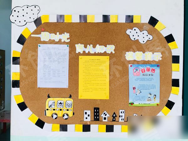 幼儿园黄色系家园联系栏环创图片