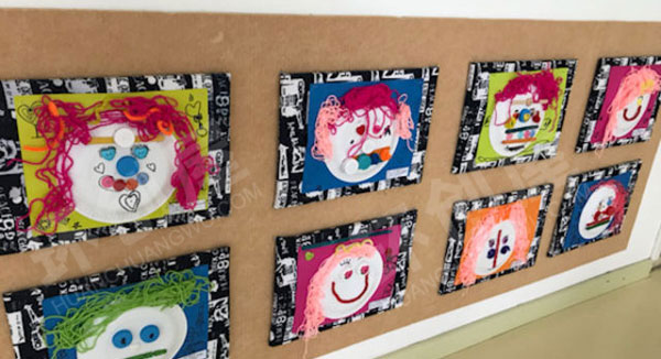 幼儿园废物利用纸盘卡通创意小人头作品展示图片