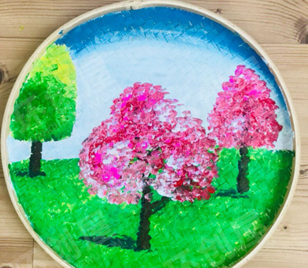 幼儿园走廊装饰竹匾画作品展示图片
