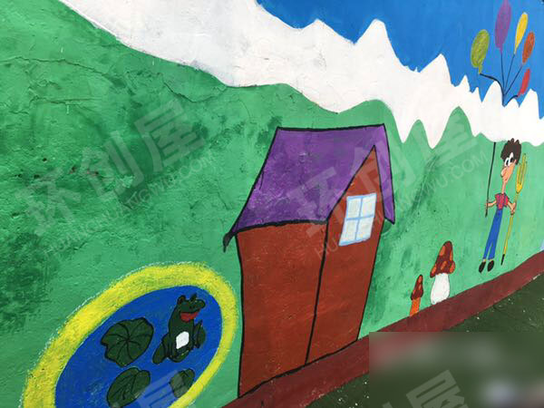 幼儿园户外美化墙绘卡通风快乐农场图片