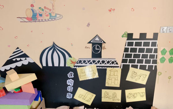幼儿园环创建构区墙面装饰图片