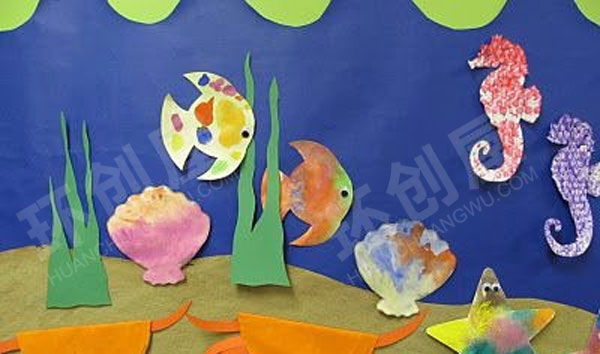 幼儿园海底世界海洋风墙面布置图片