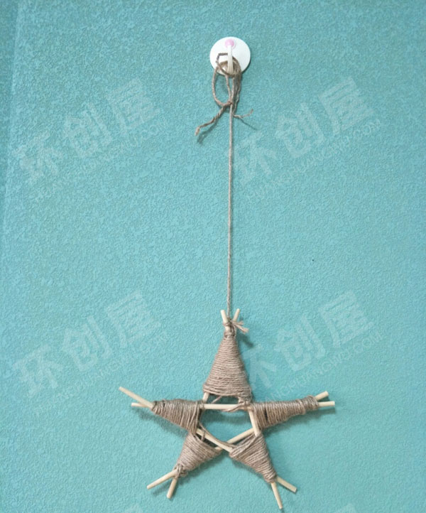 幼儿园原木森系麻绳自然环保吊饰图片