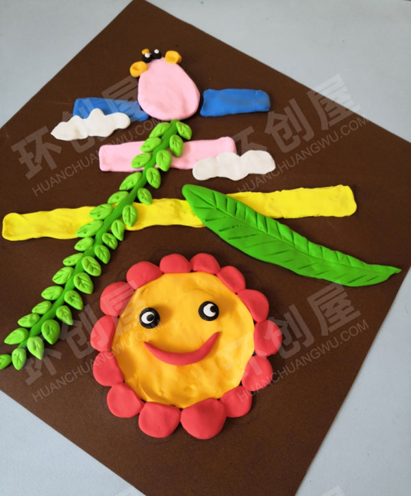 幼儿园超轻粘土迎春手工作品挂饰图片