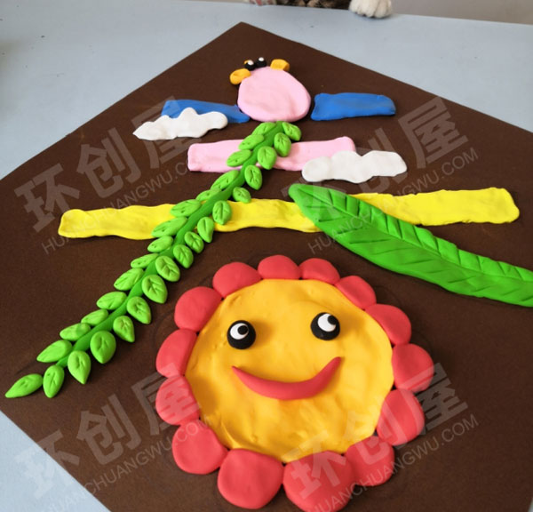 幼儿园超轻粘土迎春手工作品挂饰图片