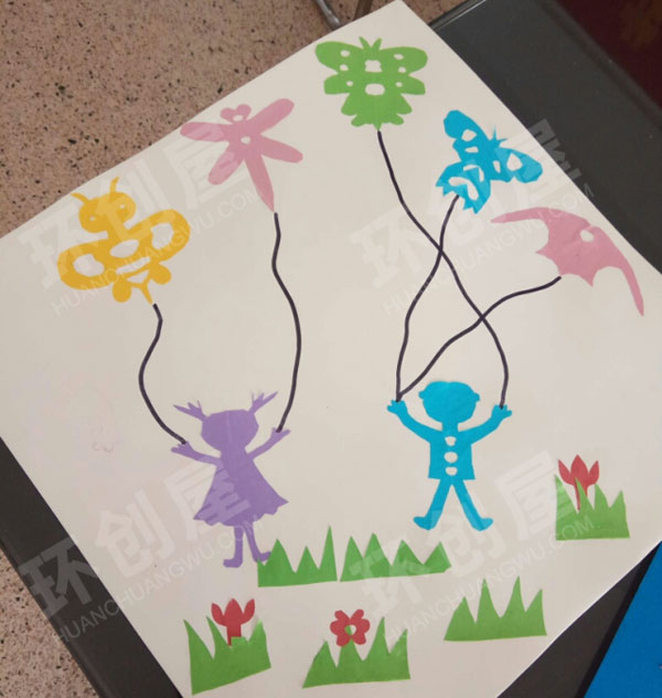 幼儿园走廊墙壁中国文化剪纸折纸粘贴画图片