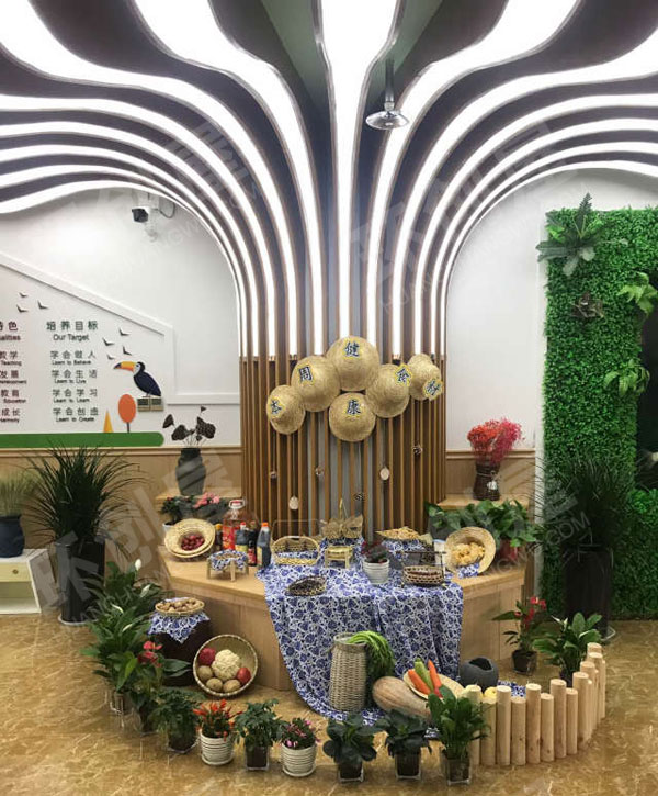 幼儿园大厅走廊食育展台图片