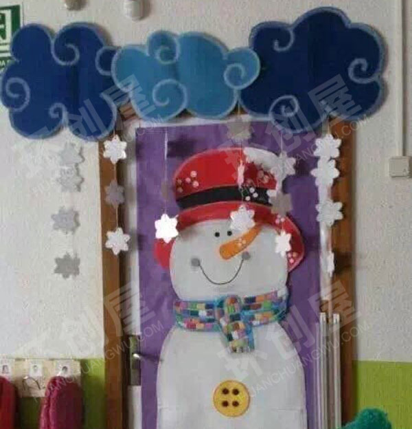 幼儿园萌萌哒的冬天门窗装饰图片