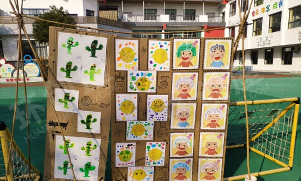 幼儿园户外环创各种特色画作品展示图片