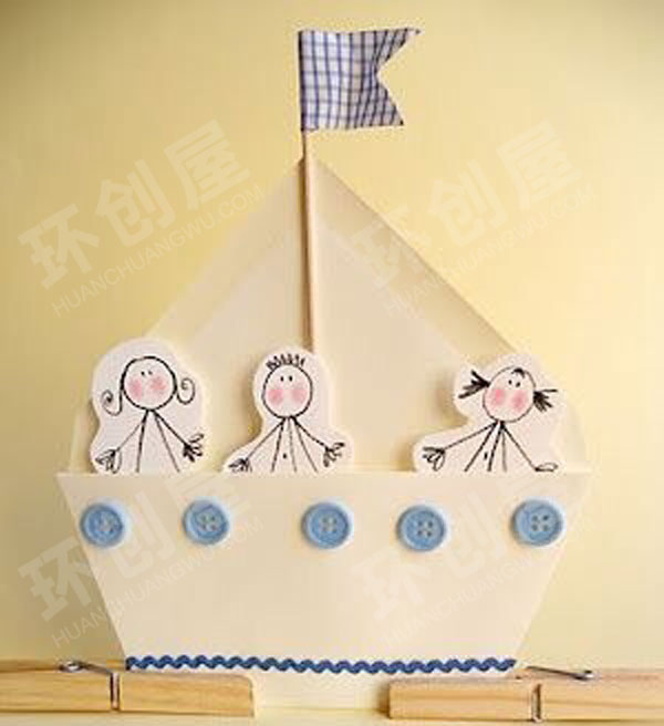 幼儿园美工区海洋主题手工帆船图片