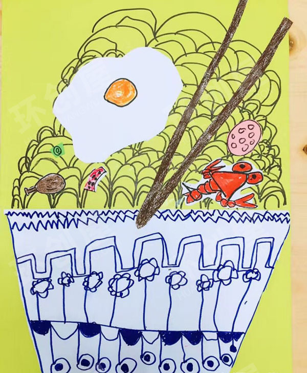幼儿园角色游戏绘画海鲜面条图片