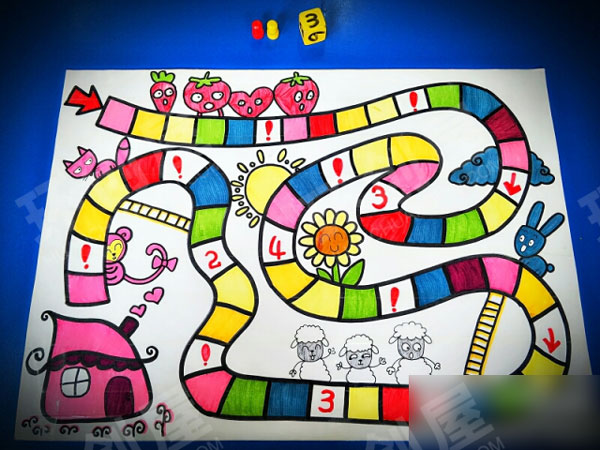 幼儿园益智区自己绘画棋盘图片