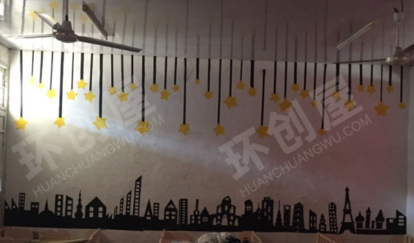 幼儿园睡房海绵纸墙面布置图片