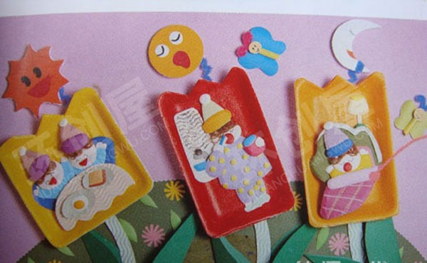 幼儿园废物利用卷纸芯墙面布置图片