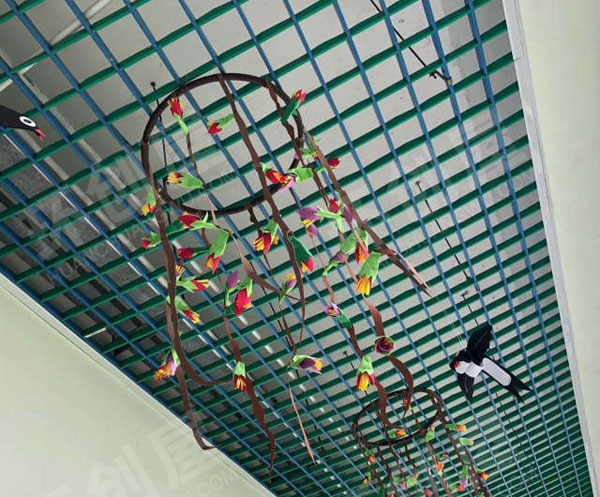 幼儿园春天主题花花草草折纸吊饰图片