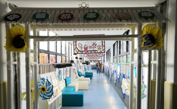 幼儿园走廊中国园林风阅读长廊图片