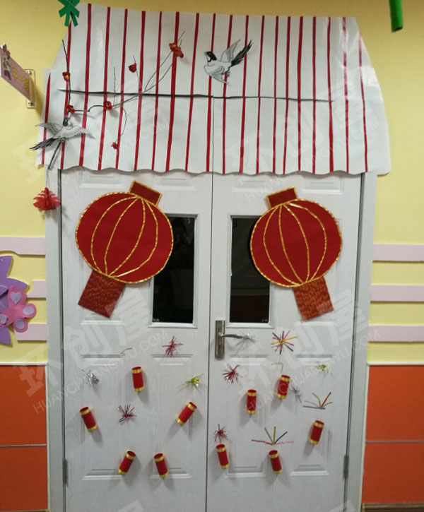 幼儿园元旦教室门喜庆装饰图片