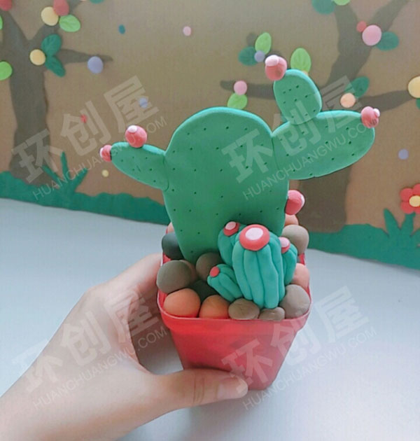 幼儿园手工超轻彩泥多肉作品展示图片