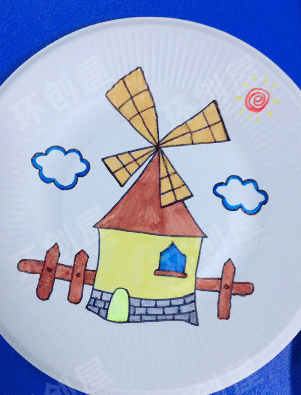 幼儿园户外墙面装饰创意手工纸盘画图片