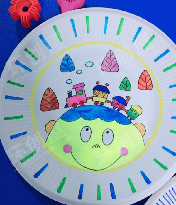 幼儿园户外墙面装饰创意手工纸盘画图片