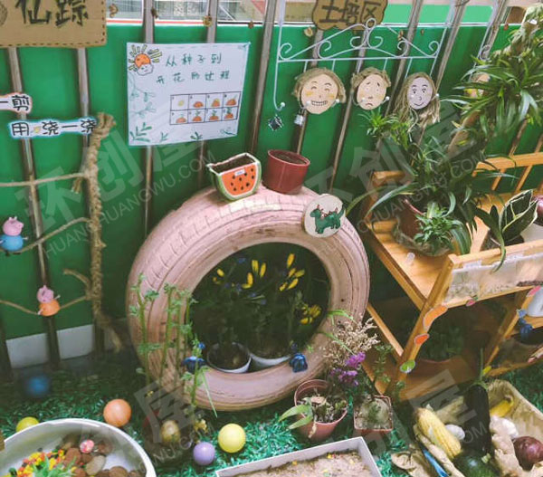 幼儿园户外走廊植物角图片