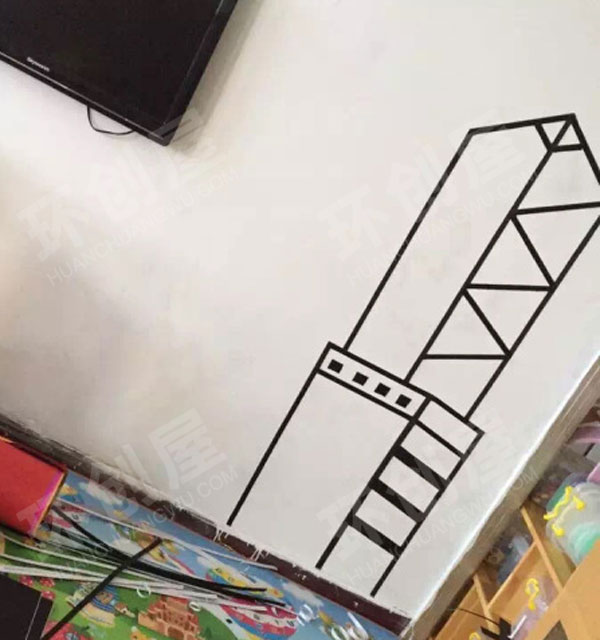 幼儿园建构区背景墙高楼图片