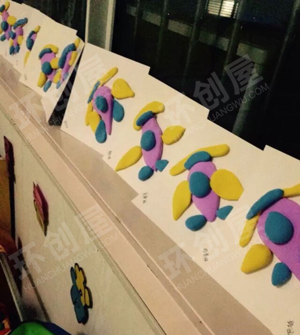 幼儿园美工区彩泥卡通动物作品图片