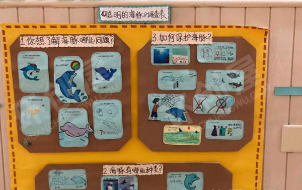 幼儿园海里动物海豚主题墙图片