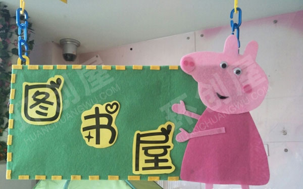 幼儿园佩奇主题环创区域牌吊饰图片