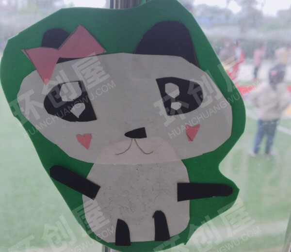 幼儿园窗户装饰手工卡通熊猫图片