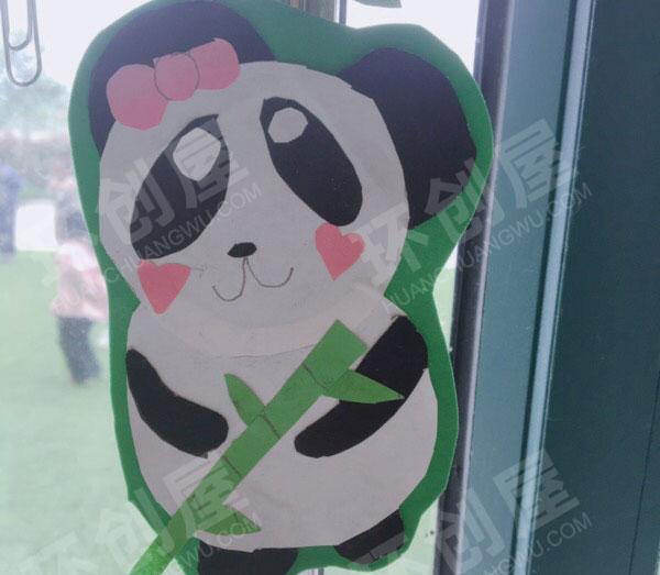 幼儿园窗户装饰手工卡通熊猫图片