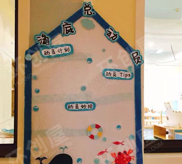 幼儿园海洋蓝色系家园联系栏图片