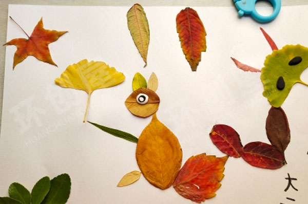 幼儿园树叶粘贴画作品展示图片