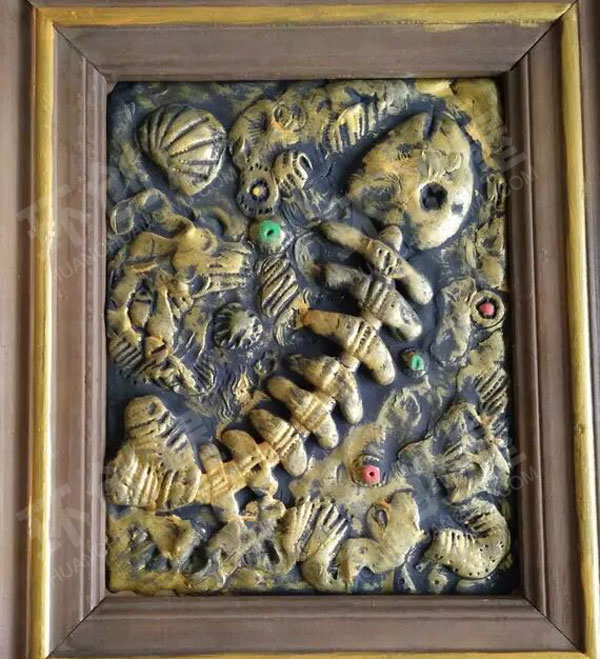 幼儿园粘土仿铜浮雕画作品展示图片