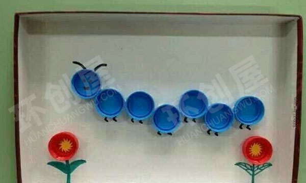 幼儿园瓶盖画作品展示图片