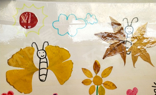 幼儿园树叶粘贴画作品展示图片