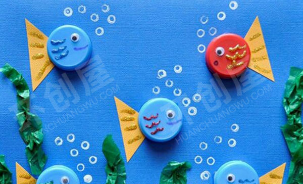 幼儿园瓶盖画作品展示图片