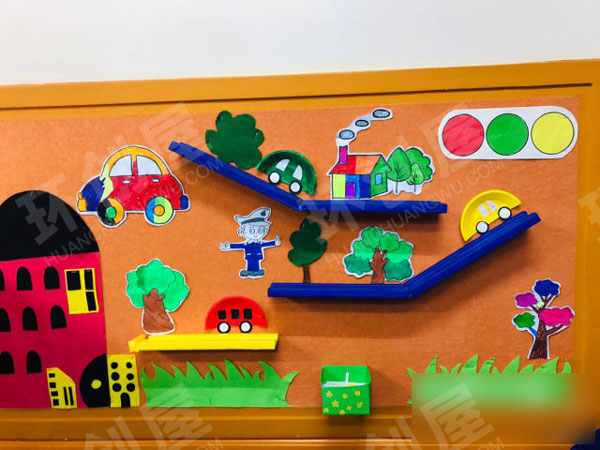 幼儿园立体建构区墙面交通主题图片