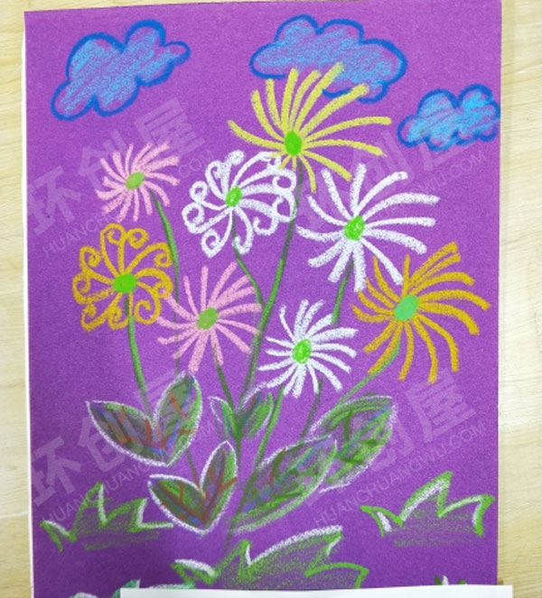 幼儿园美工区范画秋天的菊花图片