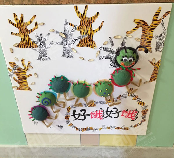 幼儿园好饿的毛毛虫墙饰图片