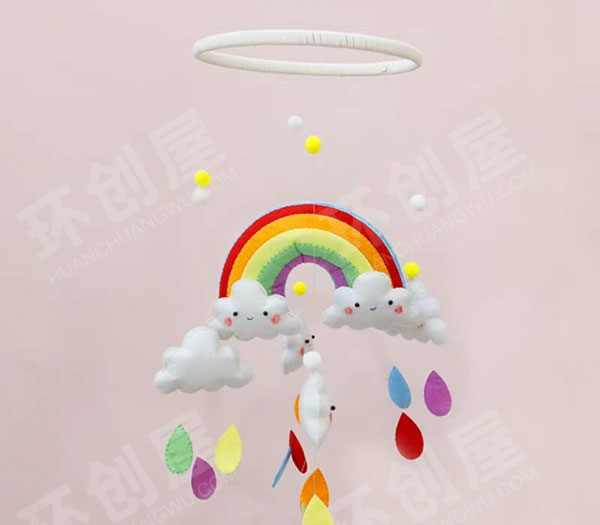 幼儿园彩虹云朵雨挂饰图片